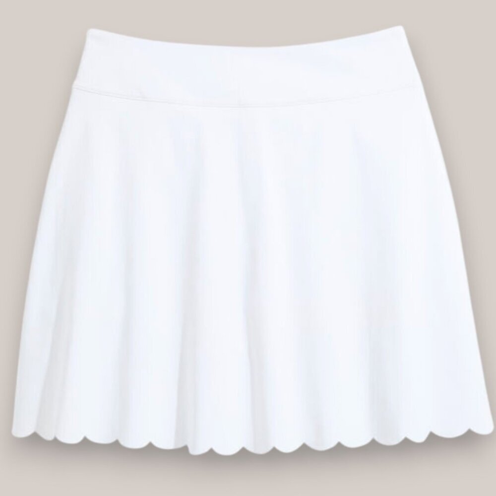 Vineyard Vines Cotton Scalloped Hem Skirt w/Waistband Accents - White - 4